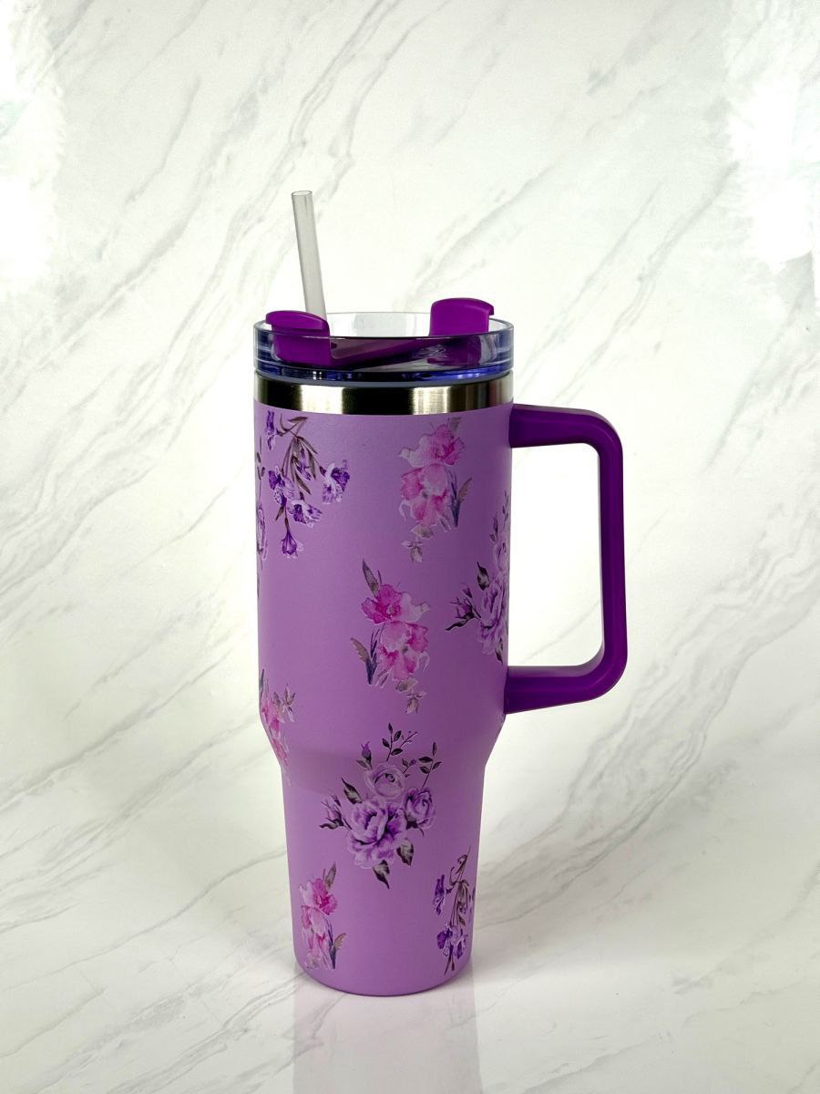كوي حراري زهور بنفسجي Floral thermal cup — صورة 6 من 6