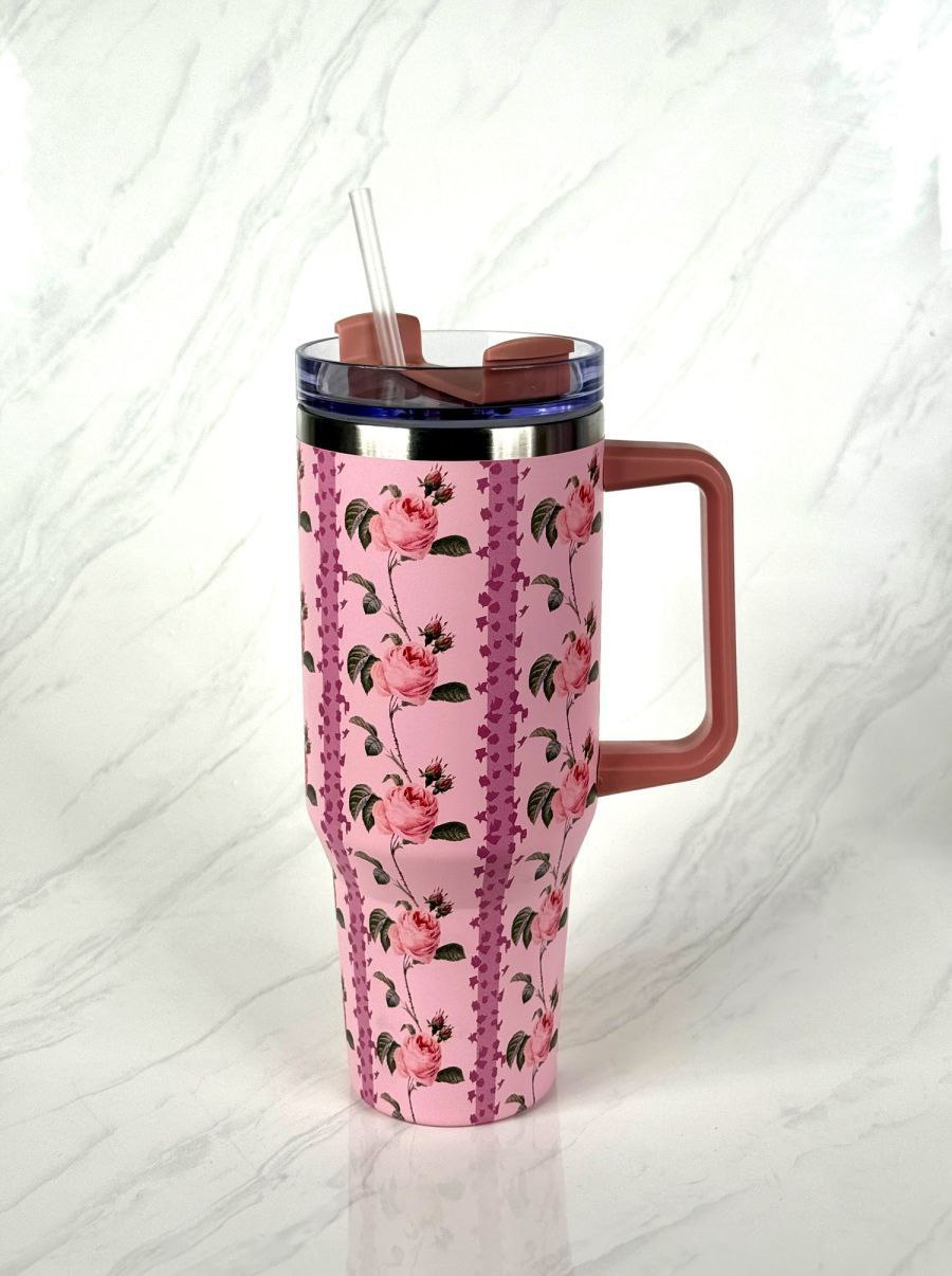 كوي حراري زهور وردي Floral thermal cup — صورة 6 من 6