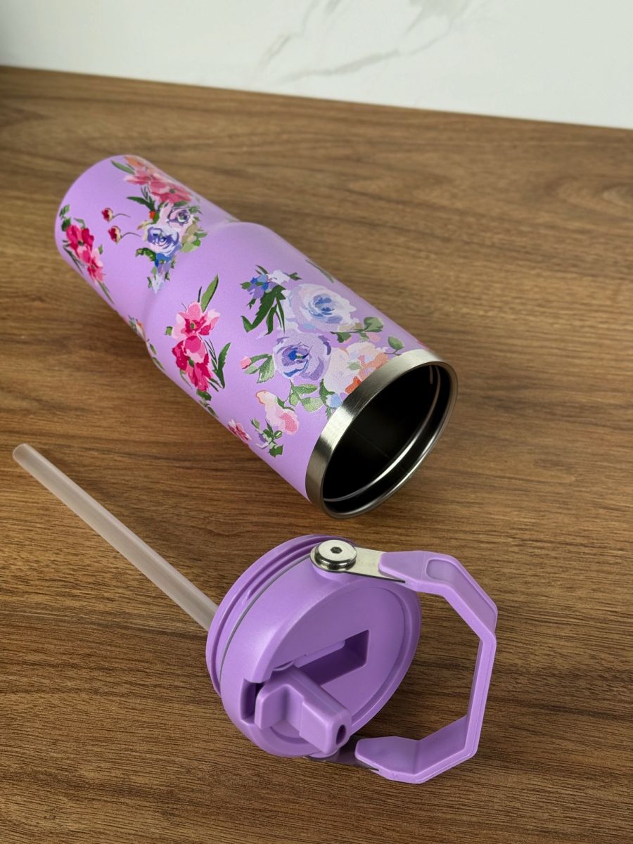 ترمز حراري زهور بنفسجي Floral thermos — صورة 4 من 6