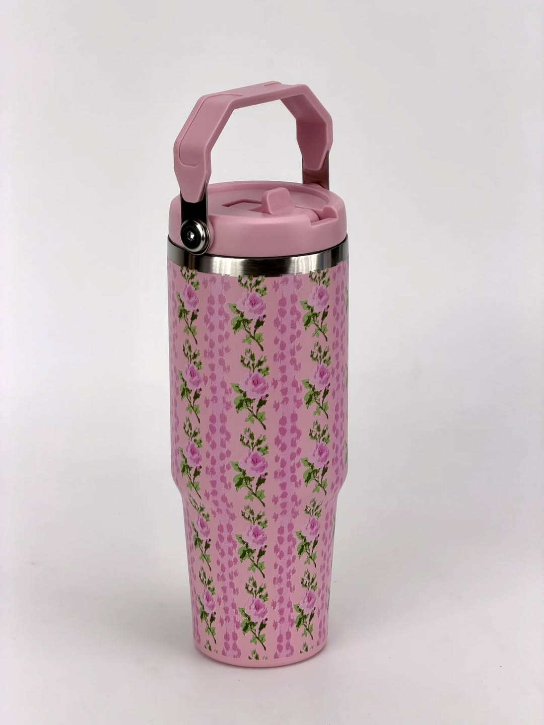 ترمز حراري زهور وردي Floral thermos — صورة 3 من 5