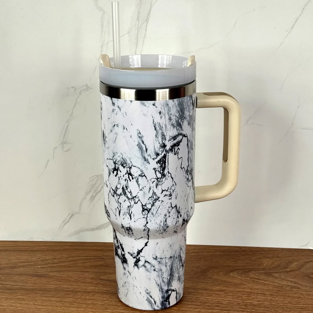 كوب حراري رخامي ابيض Thermal cup — صورة 5 من 5