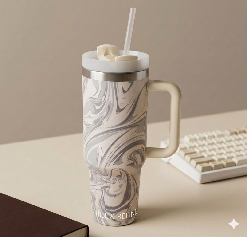 كوب حراري امواج اسود thermal cup — صورة 3 من 4