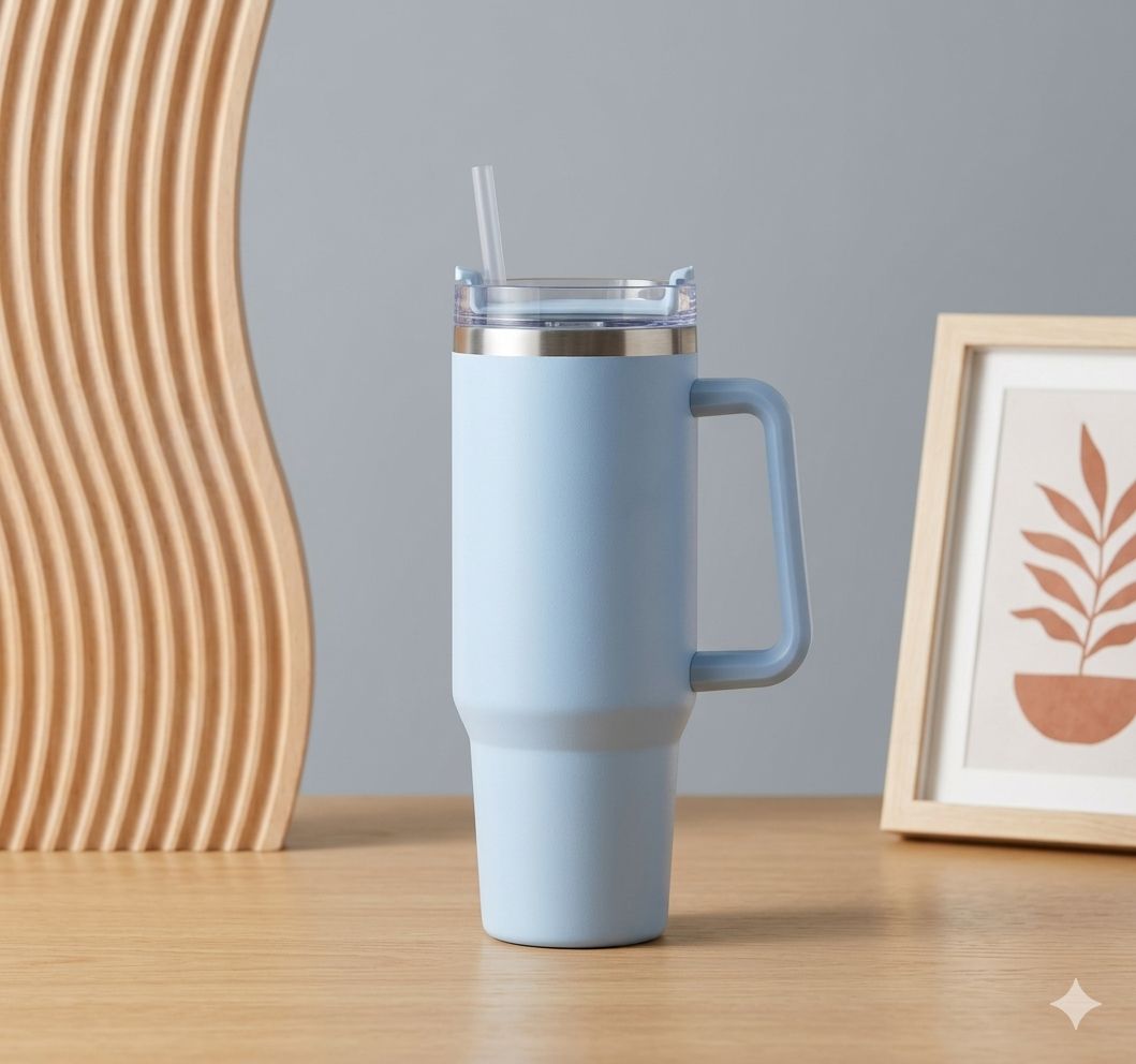 كوب حراري سادة سماوي Thermal cup — صورة 3 من 4