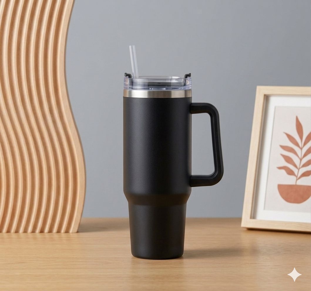 كوب حراري سادة اسود Thermal cup — صورة 3 من 4