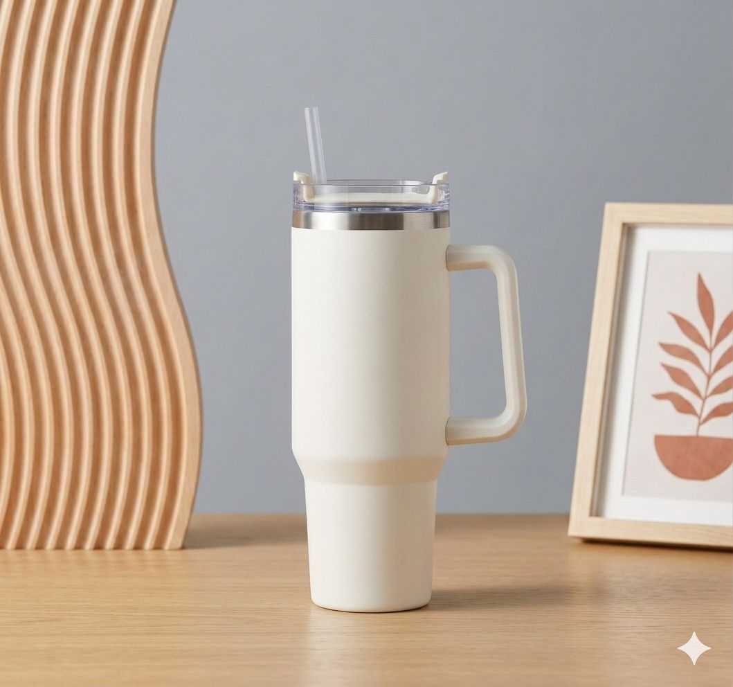 كوب حراري سادة ابيض Thermal cup — صورة 3 من 4