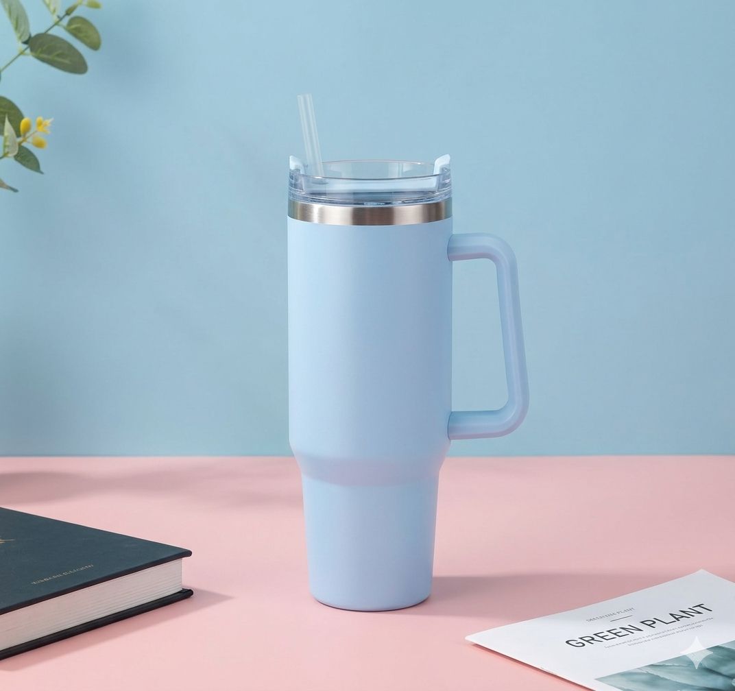 كوب حراري سادة سماوي Thermal cup — صورة 4 من 4
