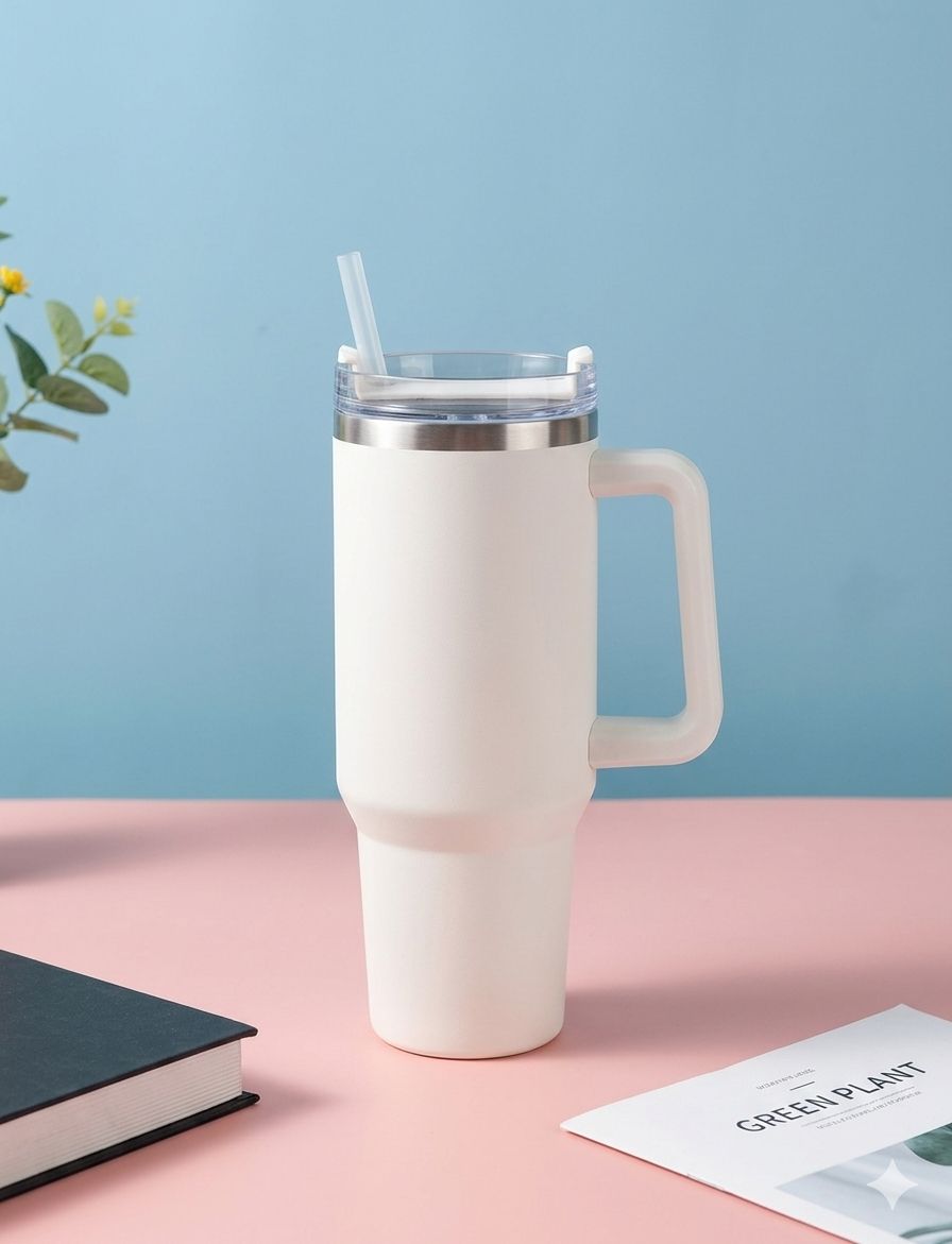كوب حراري سادة ابيض Thermal cup — صورة 4 من 4