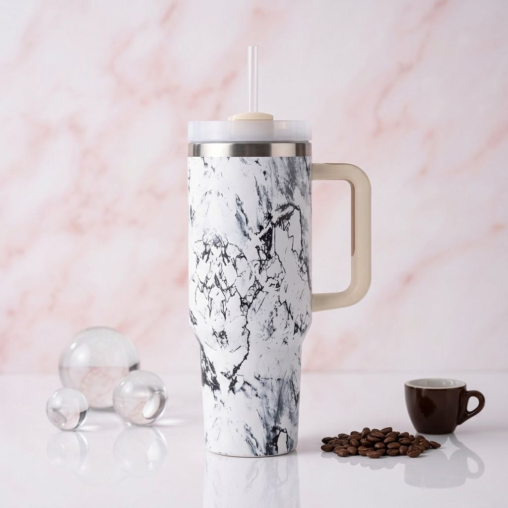 كوب حراري رخامي ابيض Thermal cup