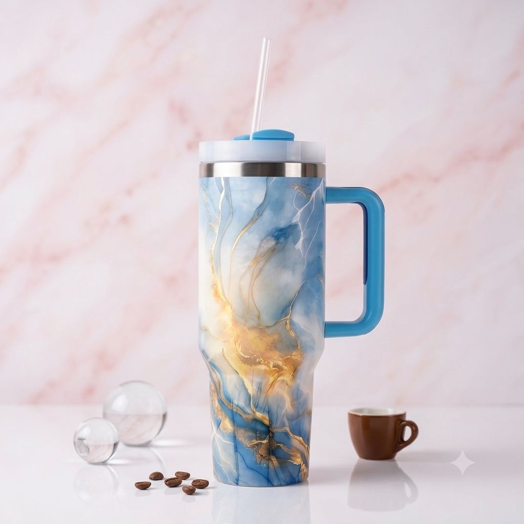 كوب حراري رخامي ازرق thermal cup