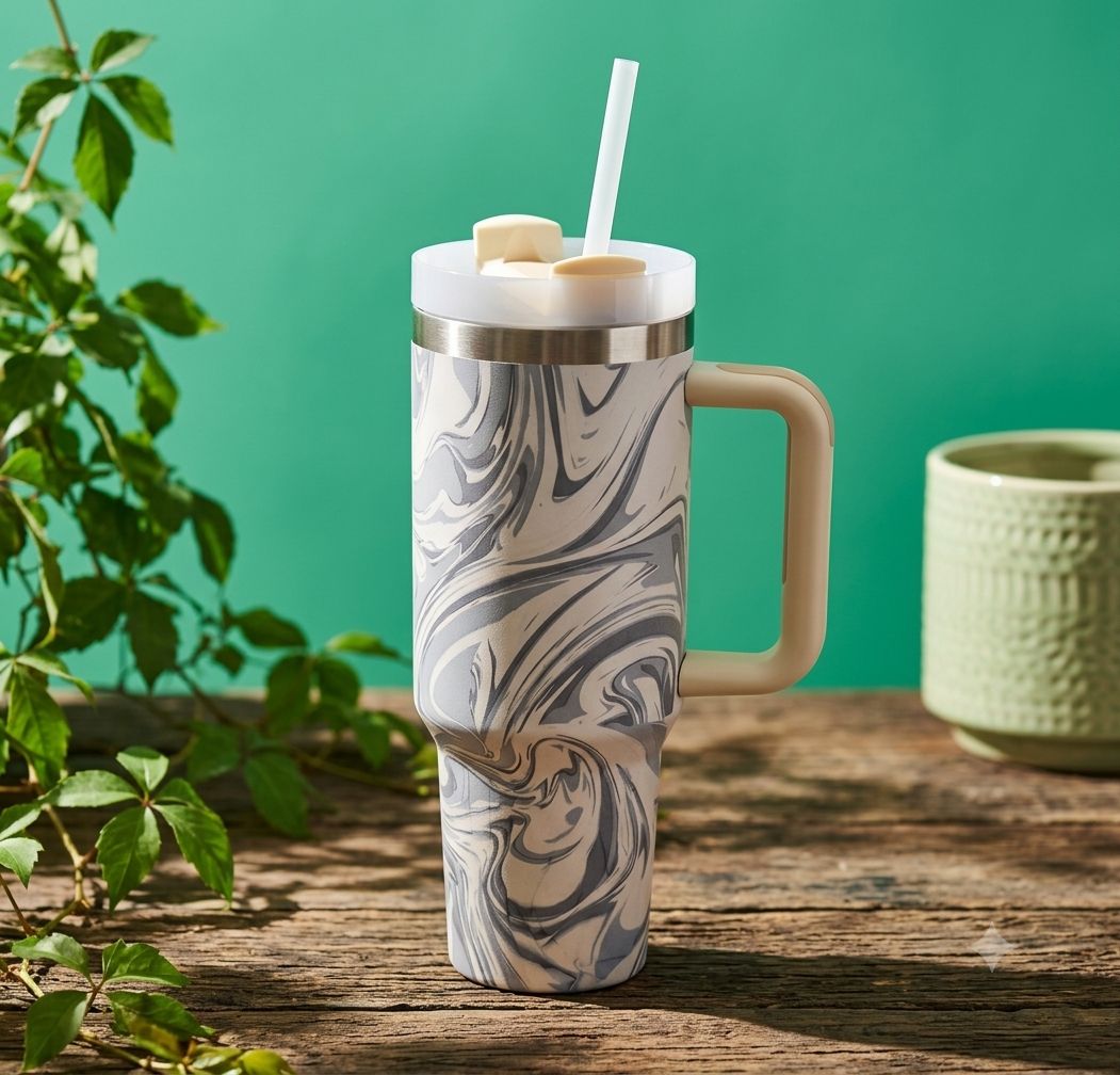 كوب حراري امواج اسود thermal cup — صورة 2 من 4