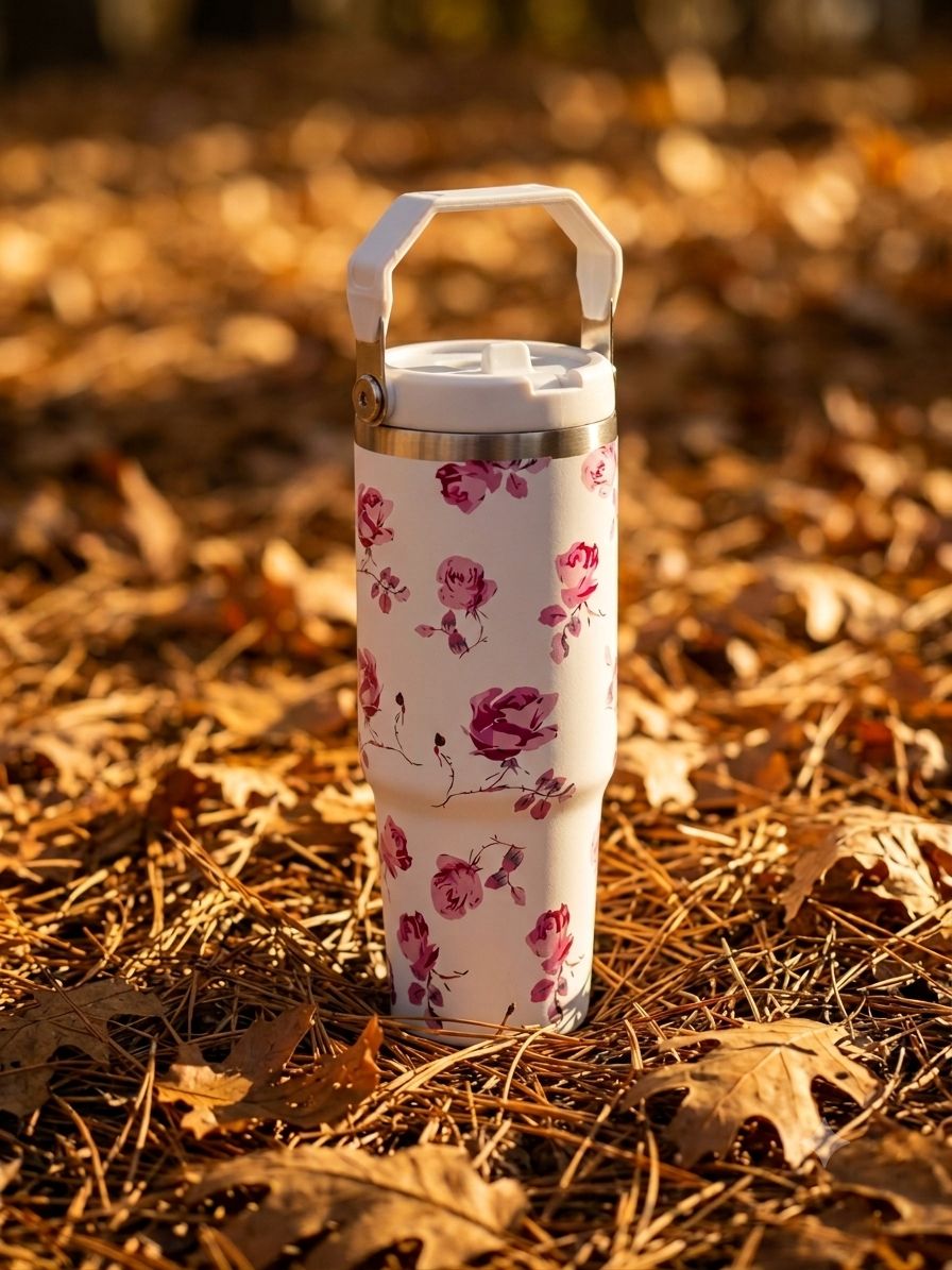 ترمز حراري زهور ابيض Floral thermos — صورة 2 من 5