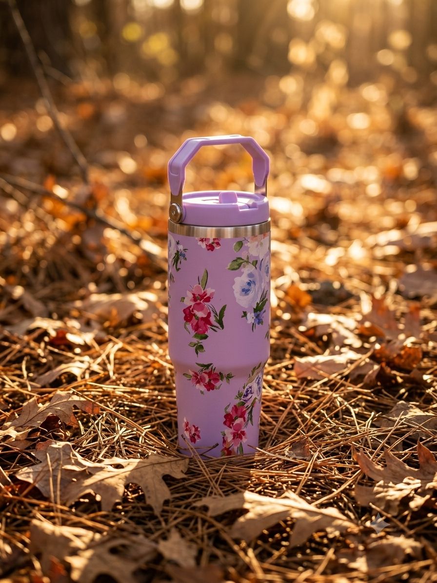 ترمز حراري زهور بنفسجي Floral thermos — صورة 2 من 6