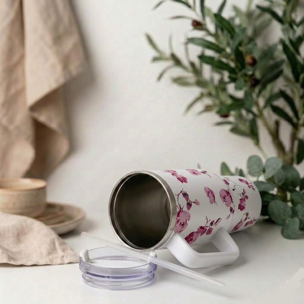 كوي حراري زهور ابيضFloral thermal cup — صورة 3 من 6