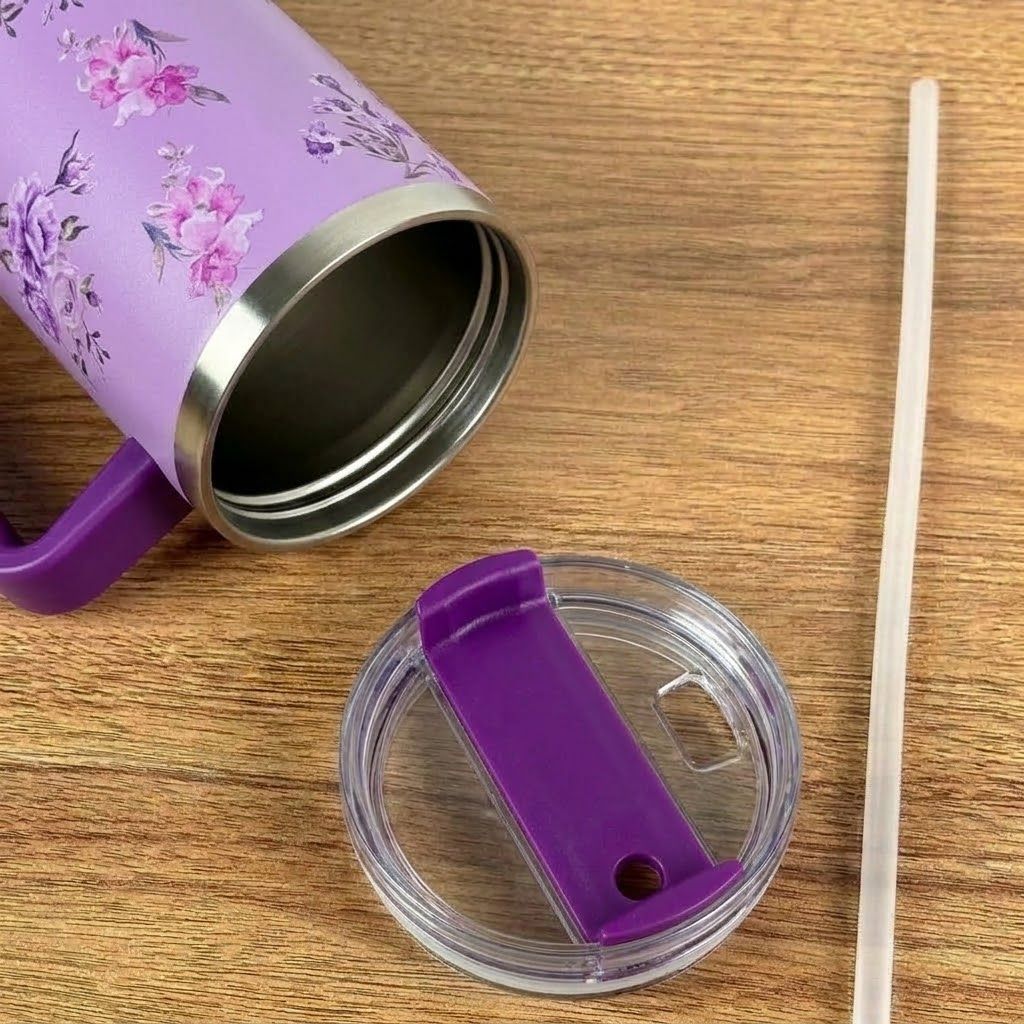 كوي حراري زهور بنفسجي Floral thermal cup — صورة 4 من 6
