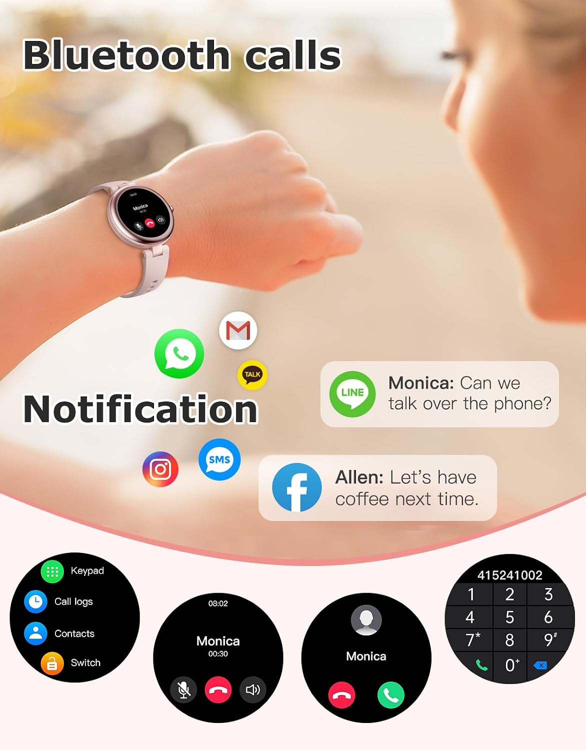 ساعة نسائية ذكية ( لمس )   Smart Watch — صورة 6 من 6