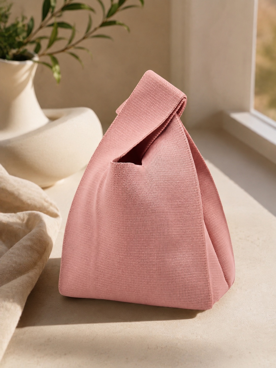 حقيبة يد محبوكة وردية – تصميم Vest Bag كاجوال