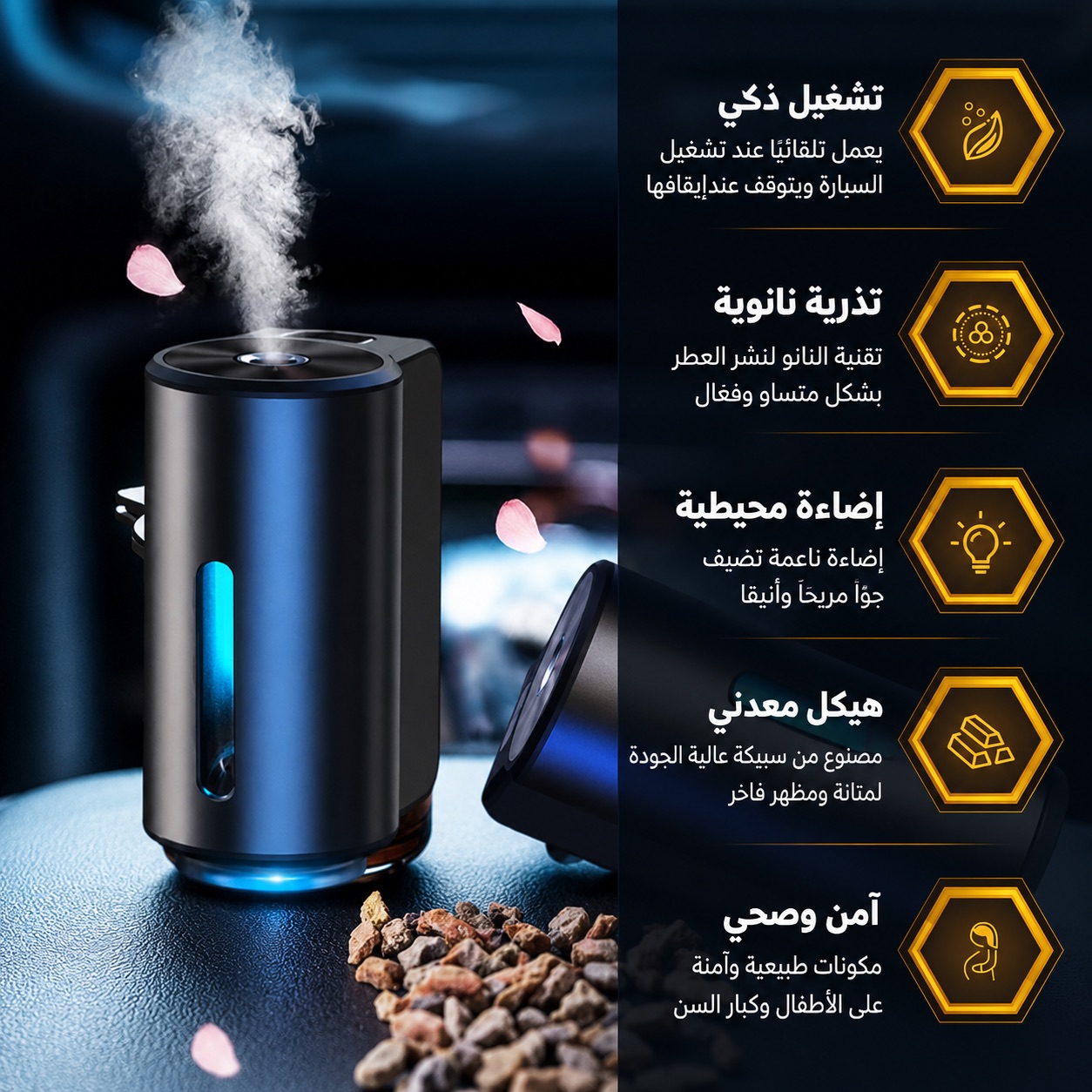 معطر سيارة ذكي +ثلاث عبوات عطور — صورة 4 من 5