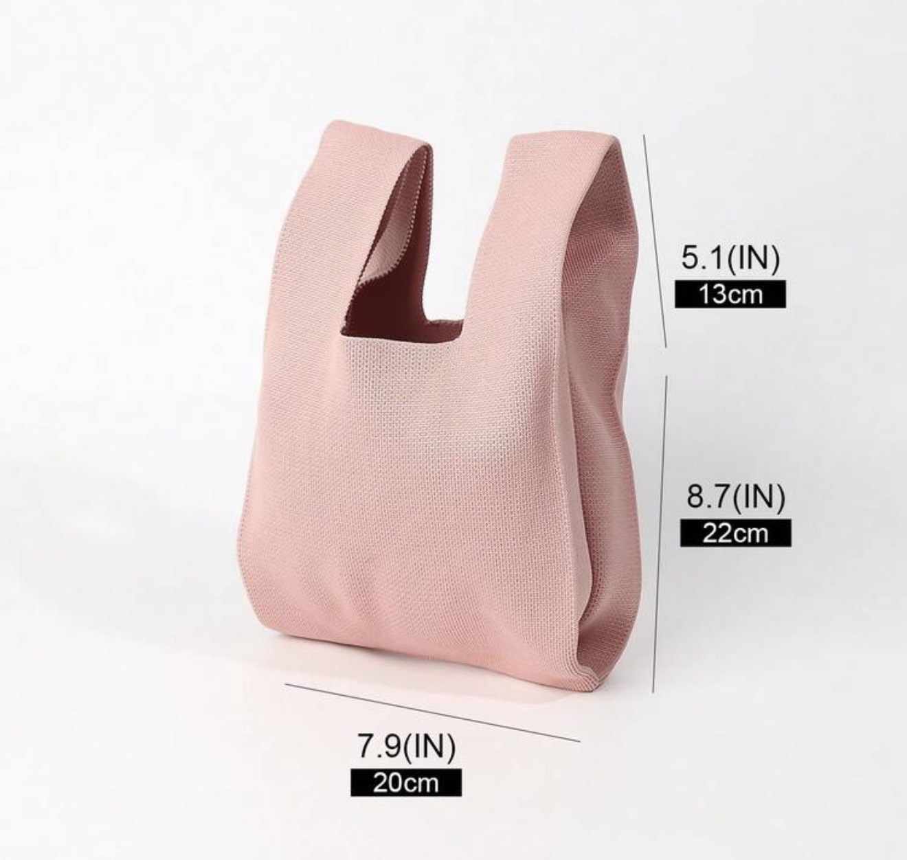 حقيبة يد محبوكة وردية – تصميم Vest Bag كاجوال — صورة 4 من 4