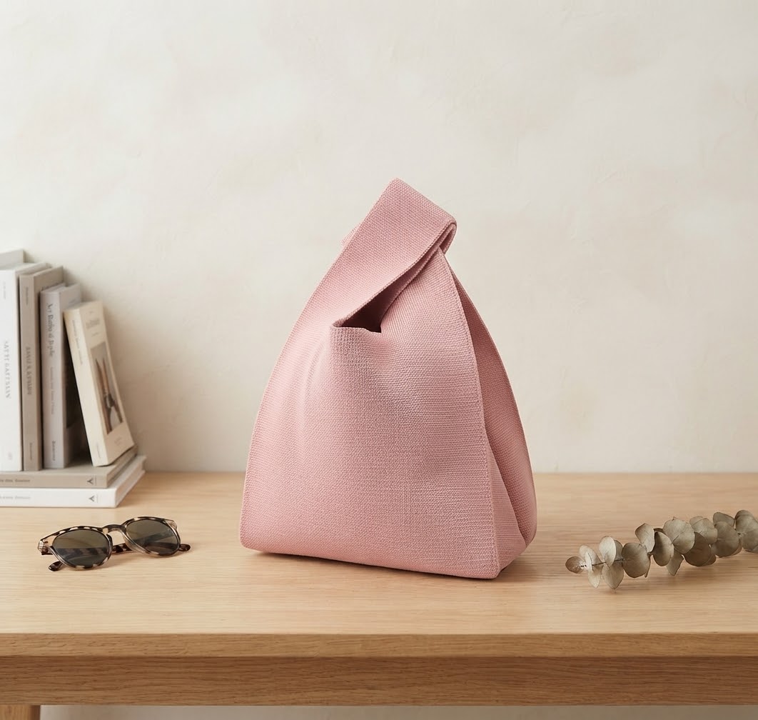 حقيبة يد محبوكة وردية – تصميم Vest Bag كاجوال — صورة 2 من 4