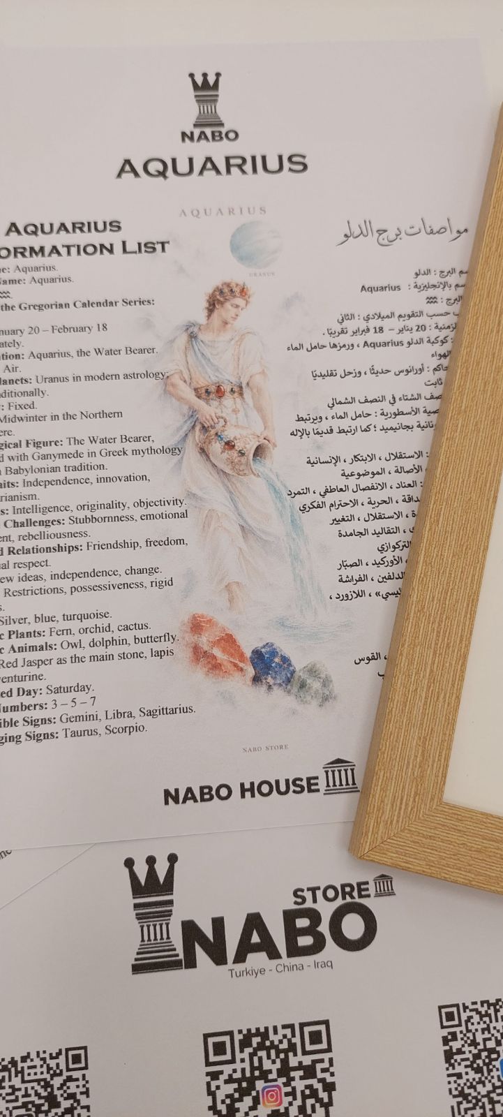 الخريطة النجمية لبرج الدلو مع حجر الريد جاسبر .. مع اسطورة نشوء البرج واسطورة ارتباطه بالحجر .. يأتي مغلف كهدية — صورة 8 من 10