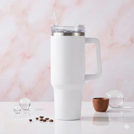 White thermal cup