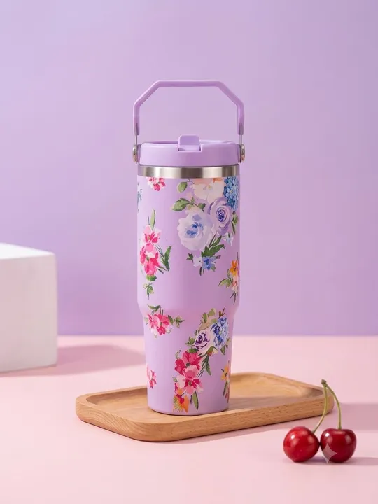 ترمز حراري زهور بنفسجي Floral thermos