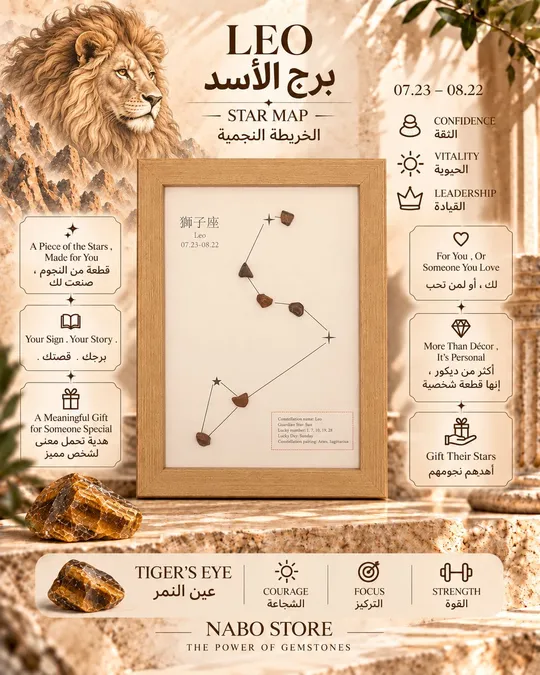 الخريطة النجمية لبرج الأسد المرصع بحجر عين النمر .. هدية رهيبة مع قصة نشوء البرج وارتباطه بالحجر واكيد تأتي كهدية