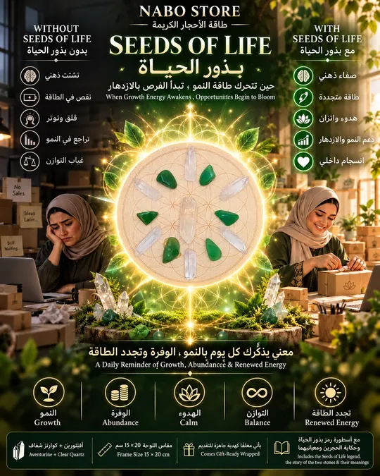 بذور الحياة لتحرير طاقة البدايات وحجر الافنتورين من اقوى الرموز الطاقية تأتي مع شرح الاسطورة والحجر ومغلفة كهدية