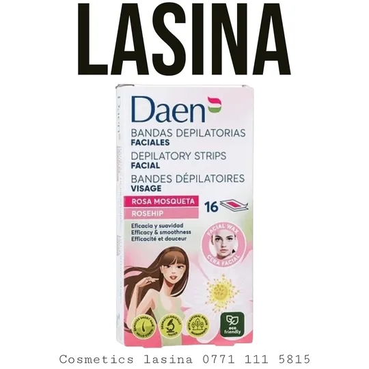 Daen Facial wax strips Rosa Mosqueta Rosehip داین شرائح شمع للوجه بالورد البري - 16 شريحة