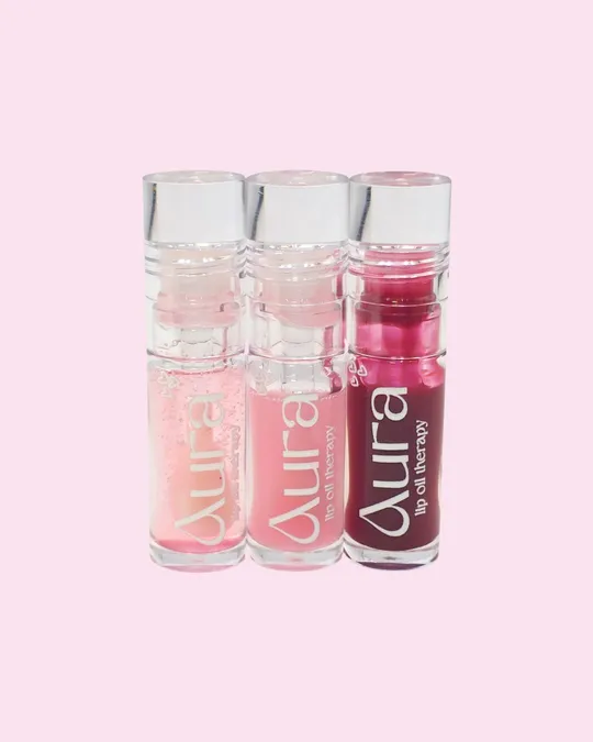 Aura lip oil trio pink