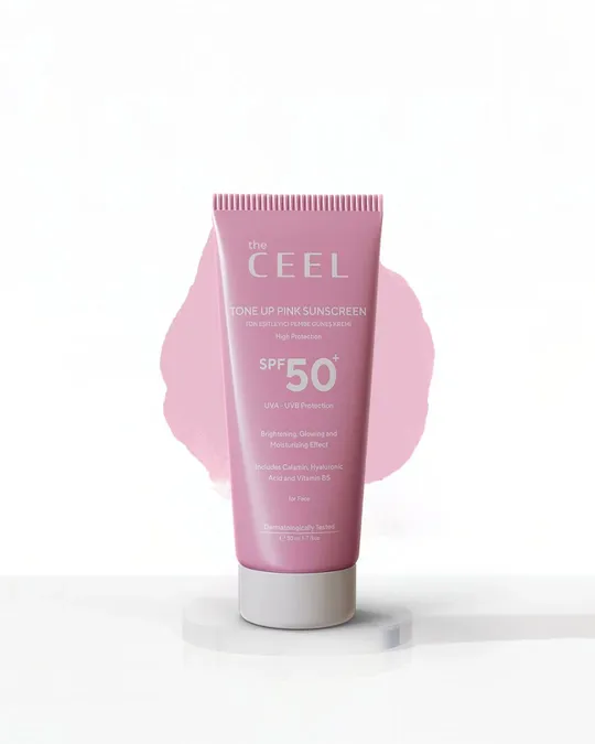 the CEEL Tone Up Pink Sunscreen Spf50+ High Protection - 50ml | ذا سيل واقي شمسي تون اب - 50 مل